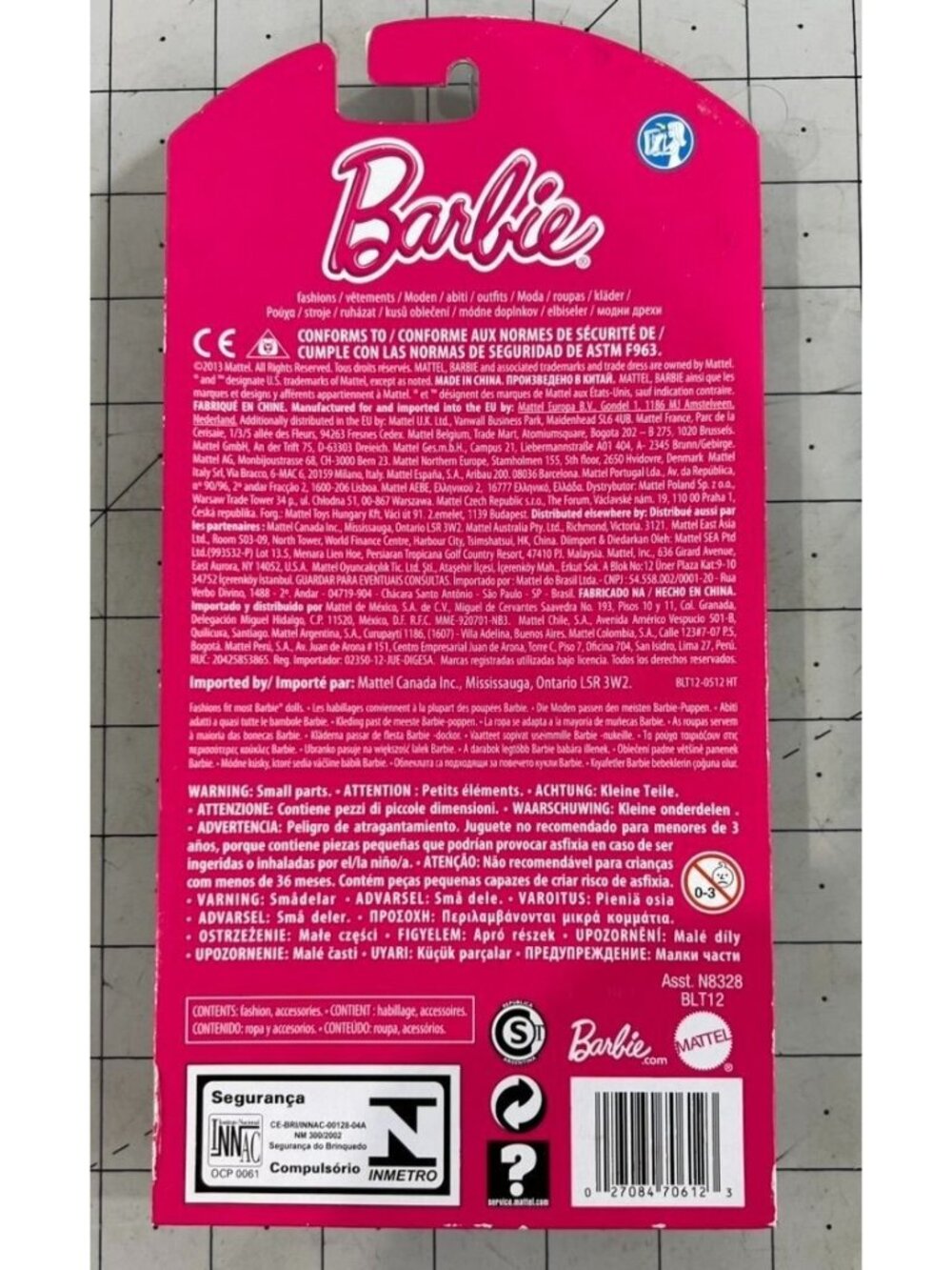 Barbie Gown Fashion Accessory N8328 Pink Glitter Dress Silver Heels Purse New - Picture 3 of 4